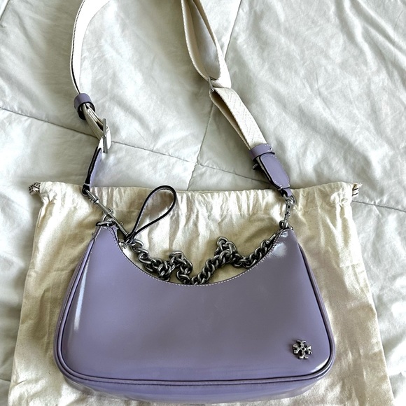 TORY BURCH Mini Leather Satchel Purse Small 151 Mercer Crescent Bag in Lavender - Picture 3 of 15
